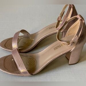 Dream Pairs Pink Metallic High Heels Sandals Chunky Block Heels Women's Size 10